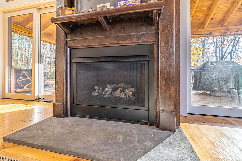 Cozy fireplace focal point in home