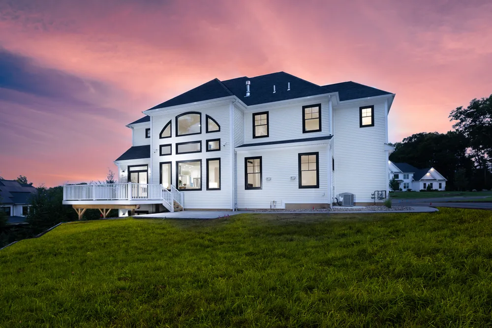 5 Steven Circle, Farmington. Back Exterior Twilight